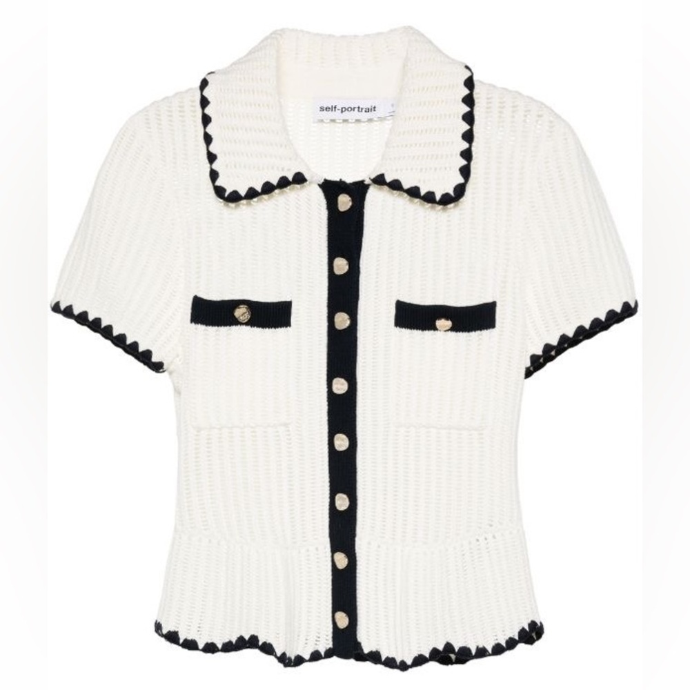 Self Portrait Crochet Knit Top